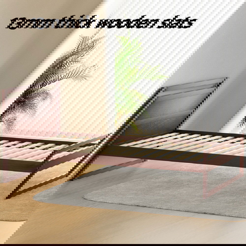 Artiss Bed Frame King Single Size Wooden Walnut WITTON - Cosy Abode