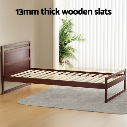 Artiss Bed Frame King Single Size Wooden Walnut WITTON - Cosy Abode