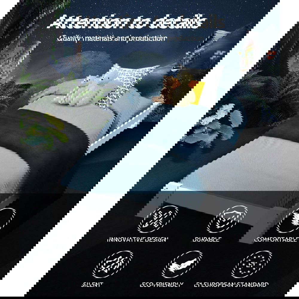 Artiss Bed Frame King Single Size Wooden White JADE - Cosy Abode