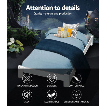 Artiss Bed Frame King Single Size Wooden White JADE - Cosy Abode