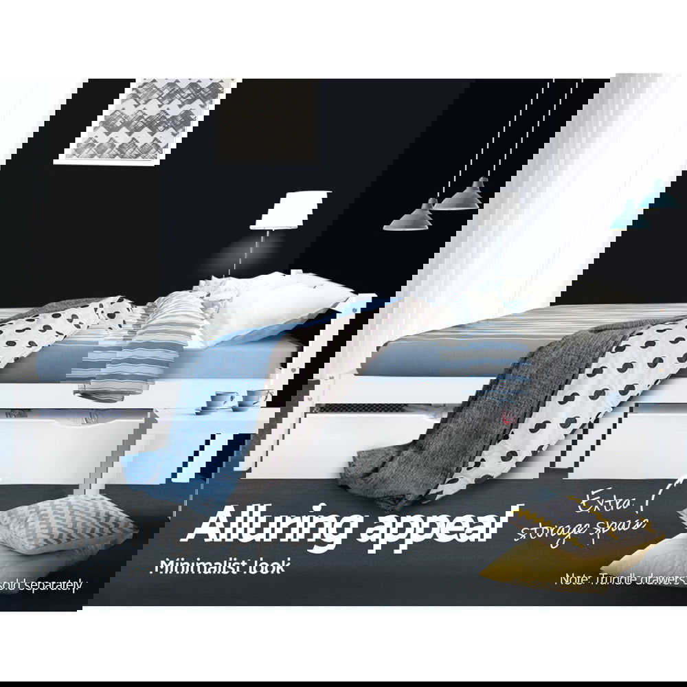 Artiss Bed Frame King Single Size Wooden White LEXI - Cosy Abode