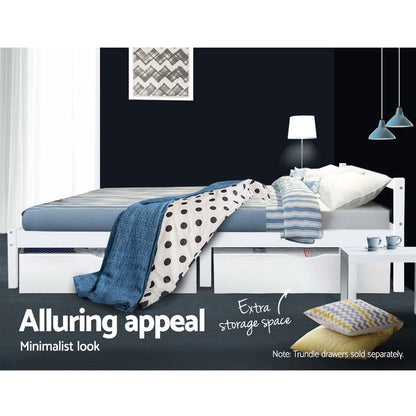 Artiss Bed Frame King Single Size Wooden White LEXI - Cosy Abode