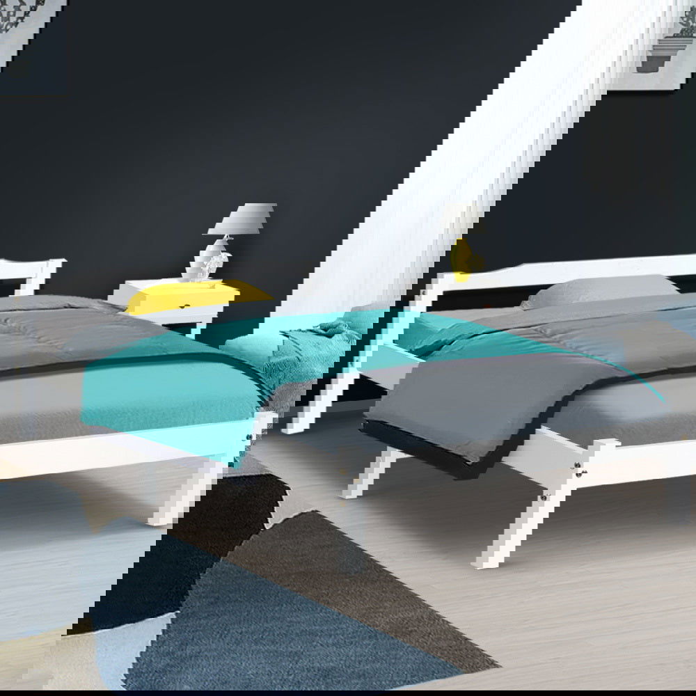 Artiss Bed Frame King Single Size Wooden White LEXI - Cosy Abode