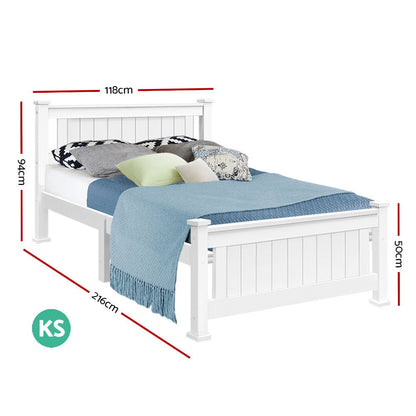 Artiss Bed Frame King Single Size Wooden White RIO - Cosy Abode