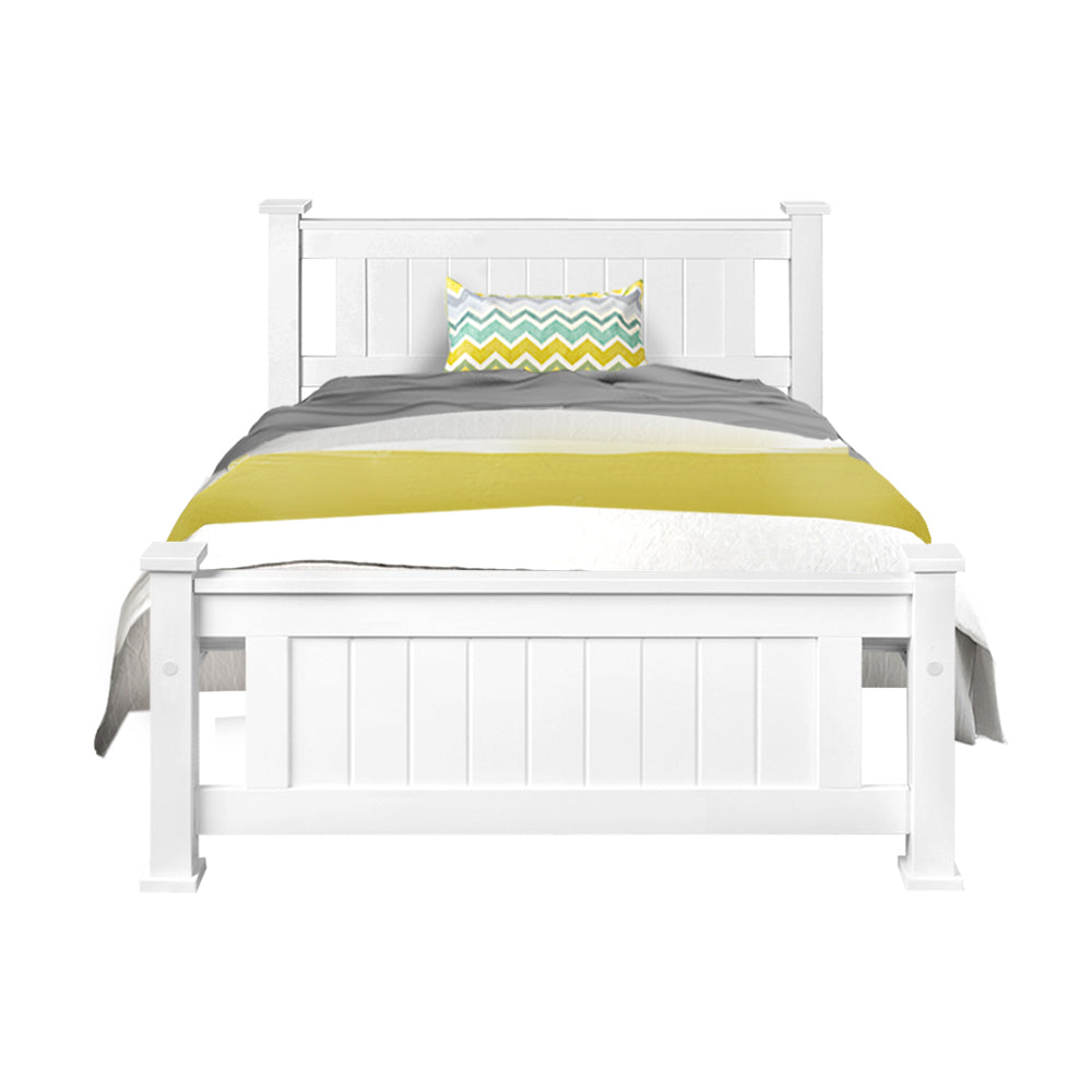 Artiss Bed Frame King Single Size Wooden White RIO - Cosy Abode