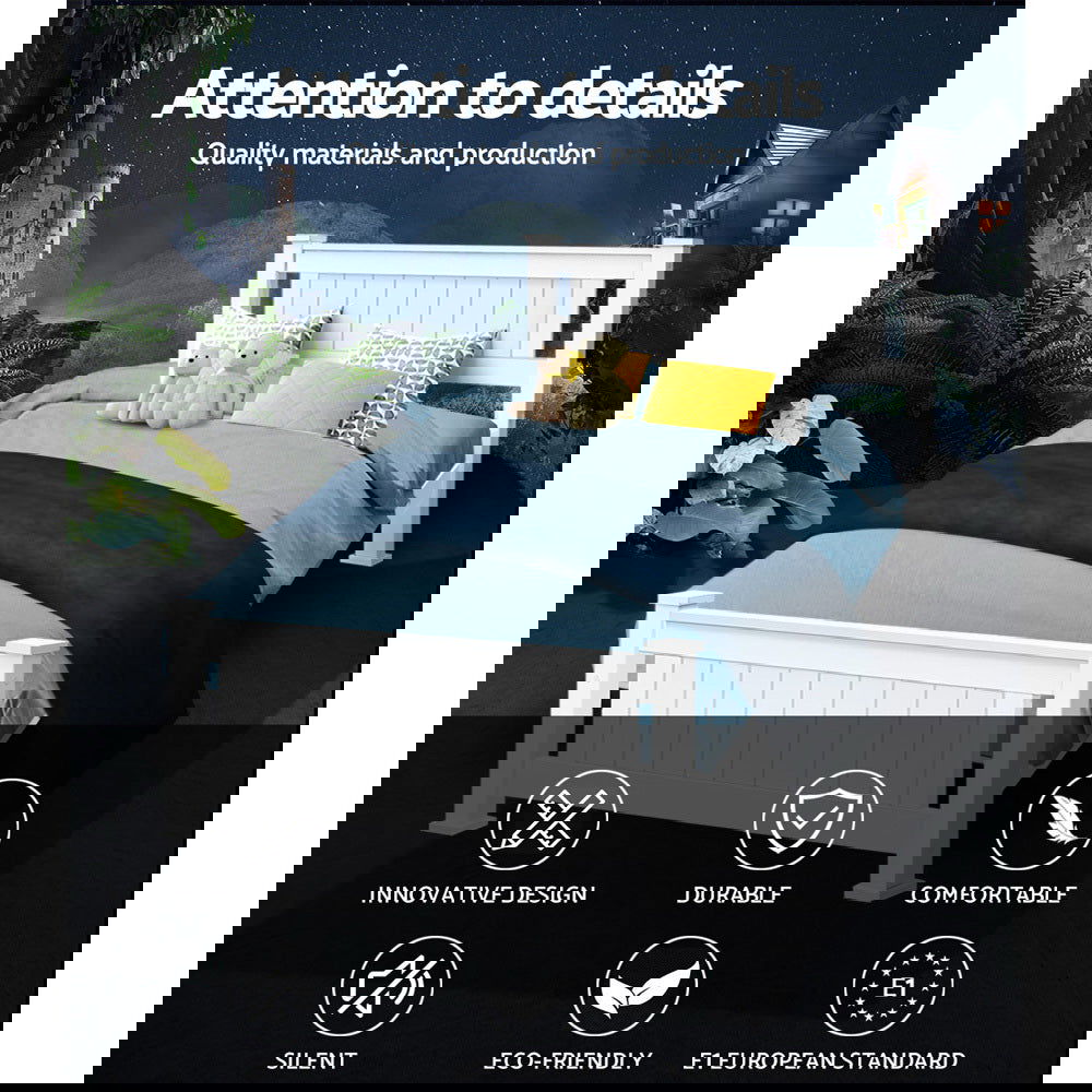 Artiss Bed Frame King Single Size Wooden White RIO - Cosy Abode