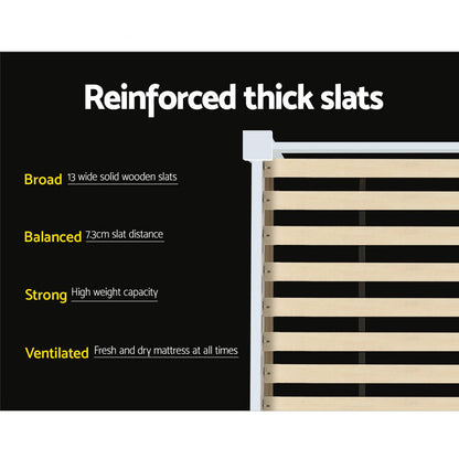 Artiss Bed Frame King Single Size Wooden White RIO - Cosy Abode
