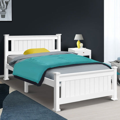Artiss Bed Frame King Single Size Wooden White RIO - Cosy Abode