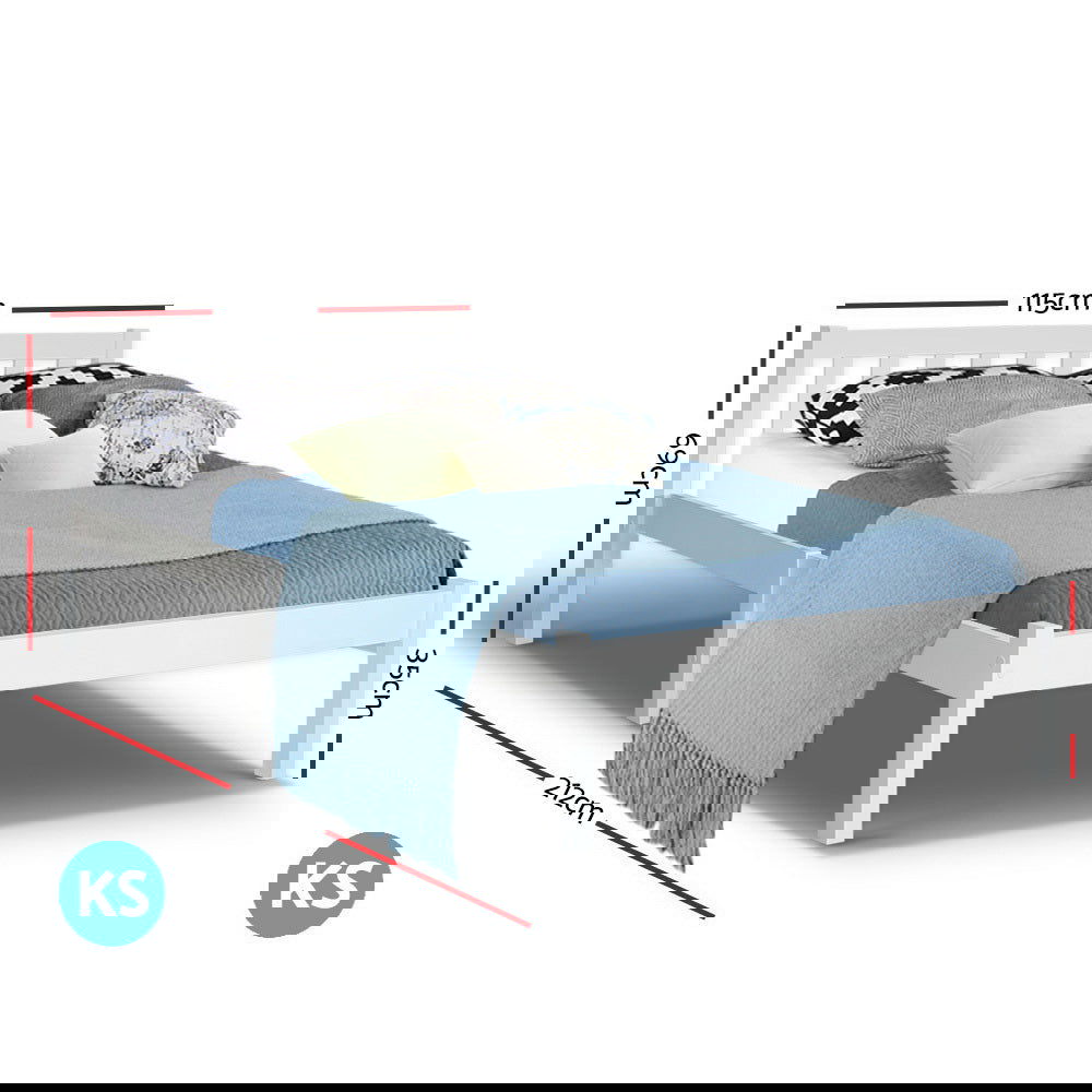 Artiss Bed Frame King Single Size Wooden White SOFIE - Cosy Abode