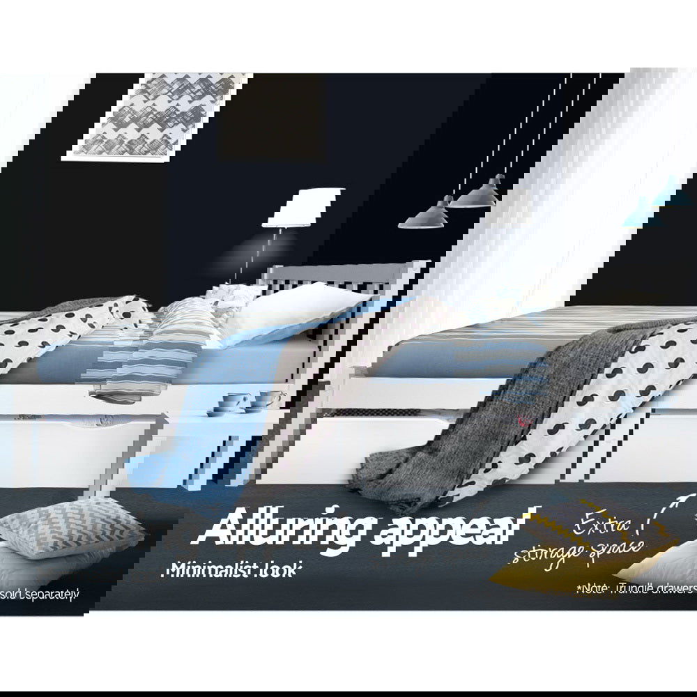 Artiss Bed Frame King Single Size Wooden White SOFIE - Cosy Abode