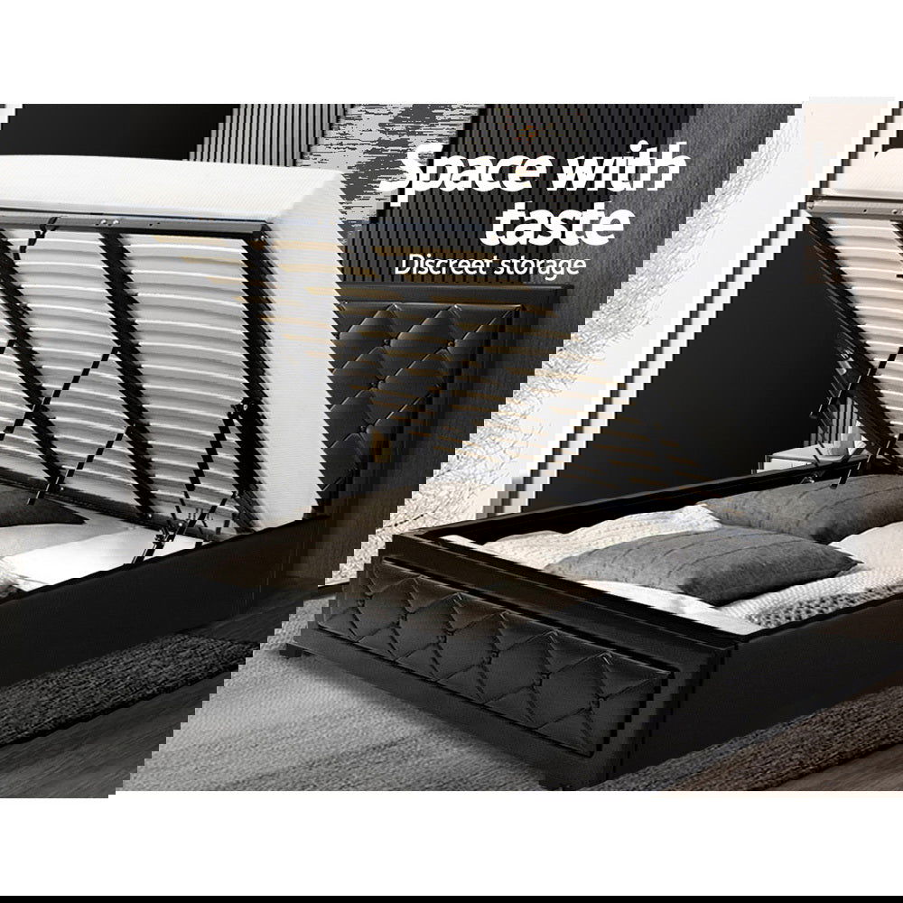 Artiss Bed Frame King Size Gas Lift Black TIYO - Cosy Abode