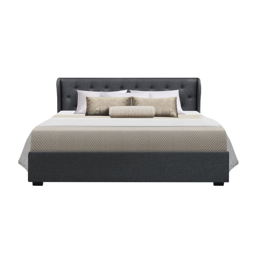 Artiss Bed Frame King Size Gas Lift Charcoal ISSA - Cosy Abode