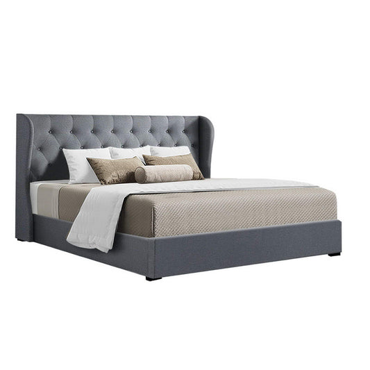 Artiss Bed Frame King Size Gas Lift Grey ISSA - Cosy Abode