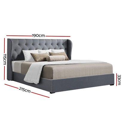 Artiss Bed Frame King Size Gas Lift Grey ISSA - Cosy Abode