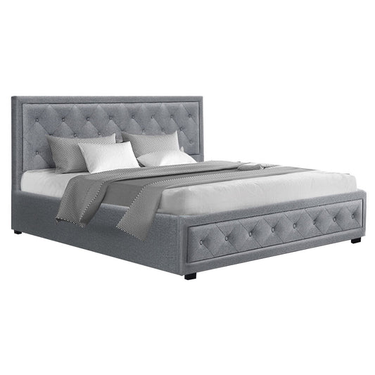 Artiss Bed Frame King Size Gas Lift Grey TIYO - Cosy Abode