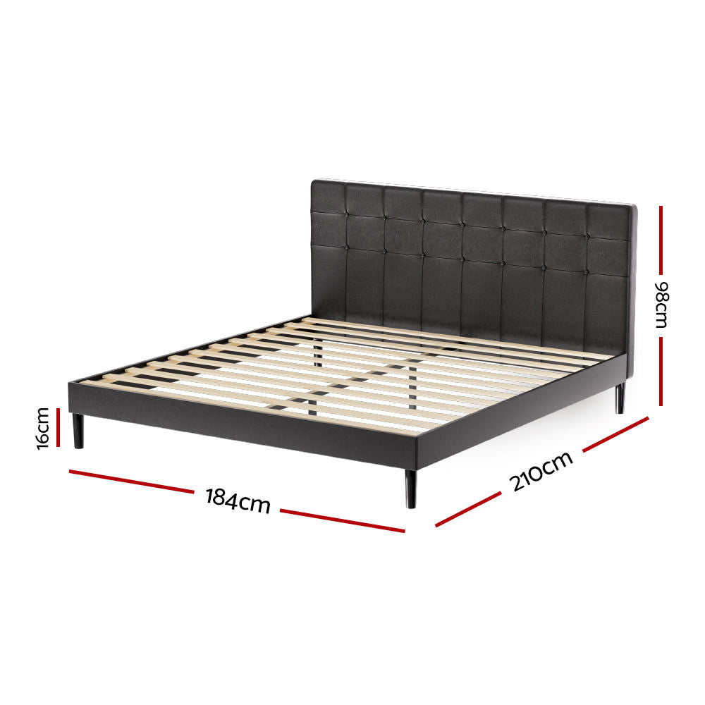 Artiss Bed Frame King Size LED Black RAVI - Cosy Abode