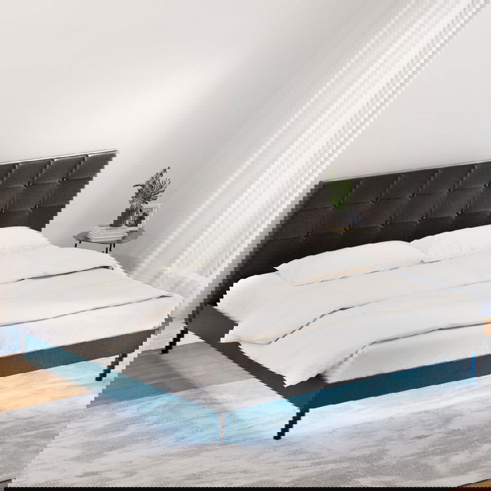 Artiss Bed Frame King Size LED Black RAVI - Cosy Abode