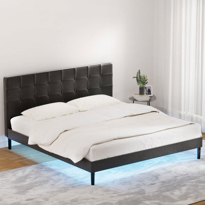 Artiss Bed Frame King Size LED Black RAVI - Cosy Abode