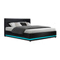 Artiss Bed Frame King Size LED Gas Lift Black LUMI - Cosy Abode