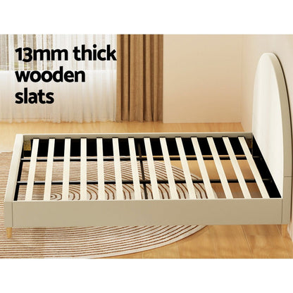 Artiss Bed Frame King Size Velvet Cream ELLA - Cosy Abode