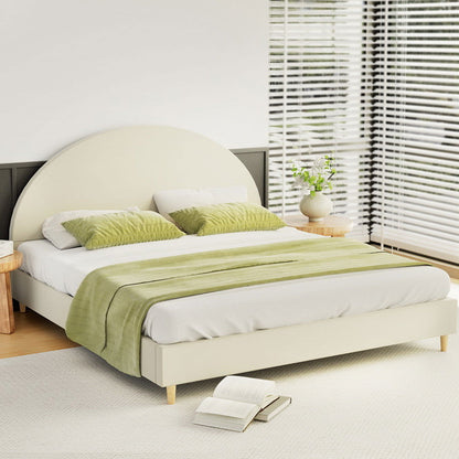 Artiss Bed Frame King Size Velvet Cream ELLA - Cosy Abode