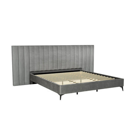 Artiss Bed Frame King Size Velvet Grey LOTT - Cosy Abode