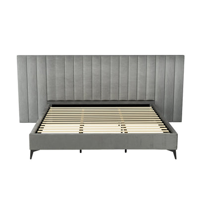 Artiss Bed Frame King Size Velvet Grey LOTT - Cosy Abode