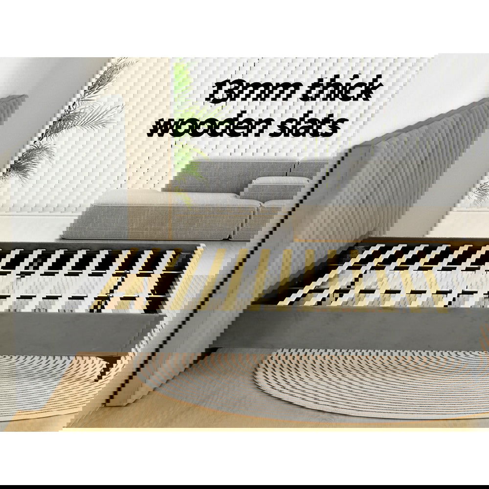 Artiss Bed Frame King Size Velvet Grey LOTT - Cosy Abode