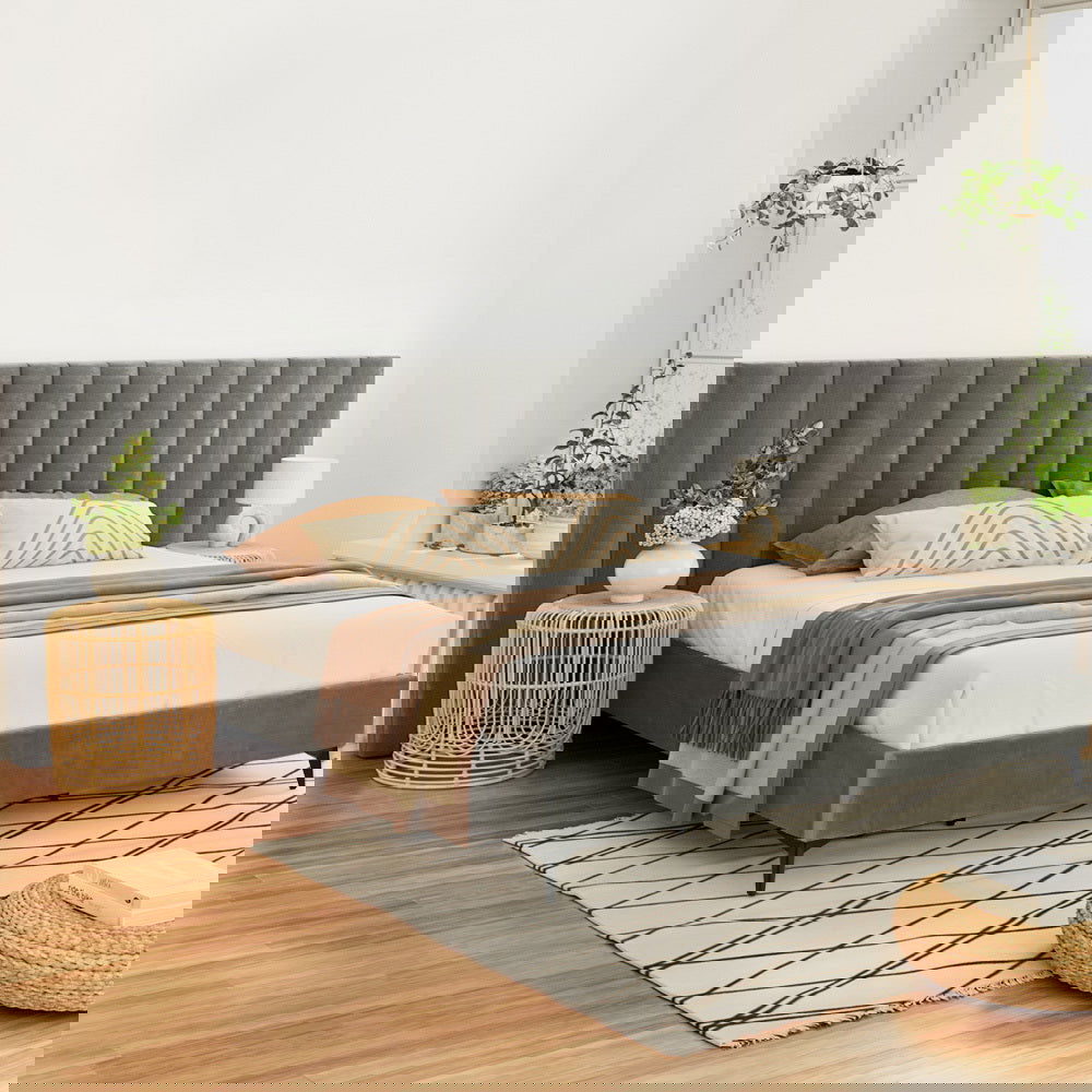 Artiss Bed Frame King Size Velvet Grey LOTT - Cosy Abode