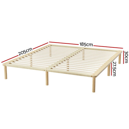 Artiss Bed Frame King Size Wooden Base Mattress Platform Timber Pine AMBA - Cosy Abode