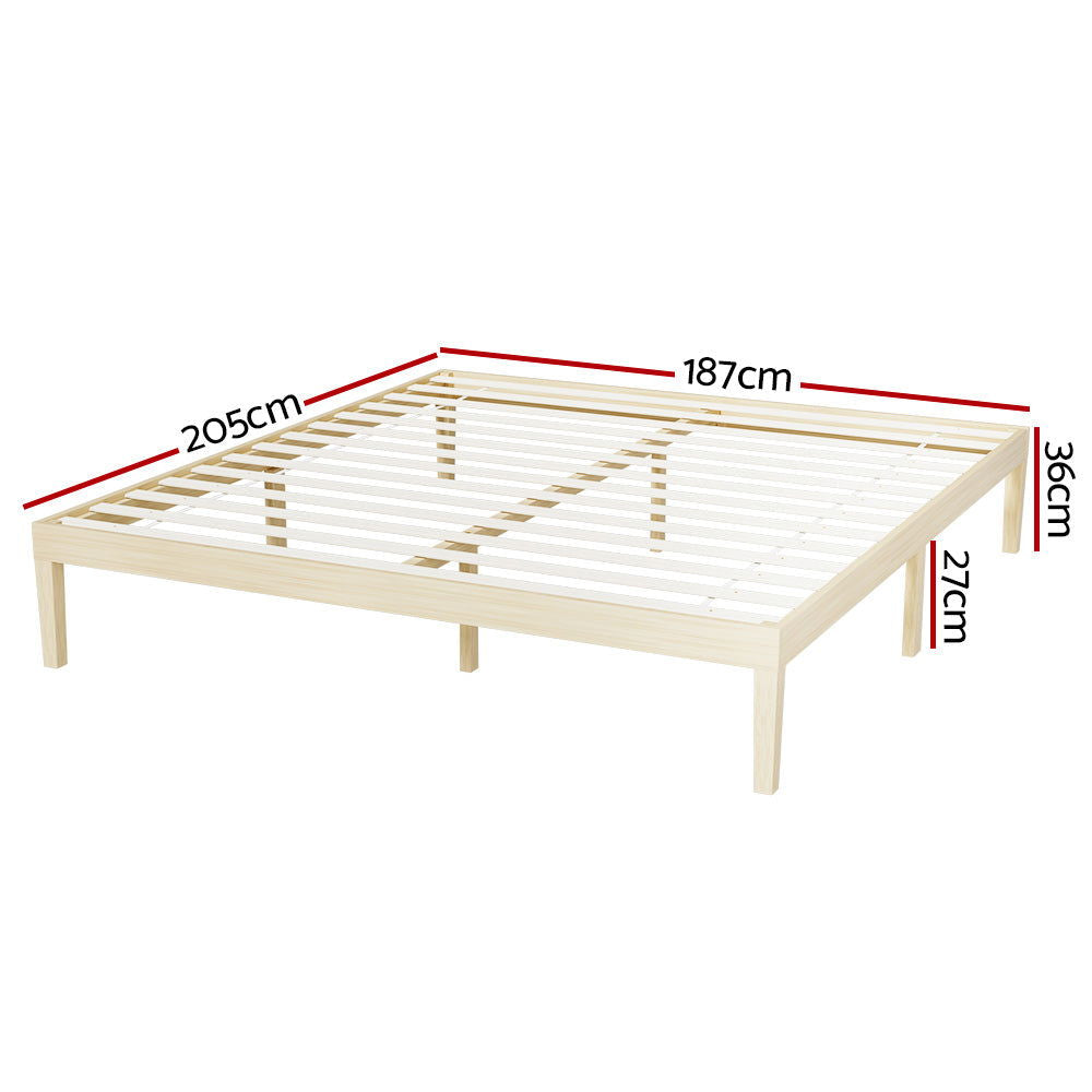 Artiss Bed Frame King Size Wooden Base Mattress Platform Timber Pine BRUNO - Cosy Abode
