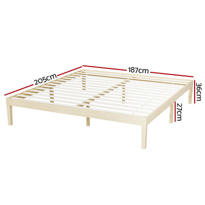 Artiss Bed Frame King Size Wooden Base Mattress Platform Timber Pine BRUNO - Cosy Abode