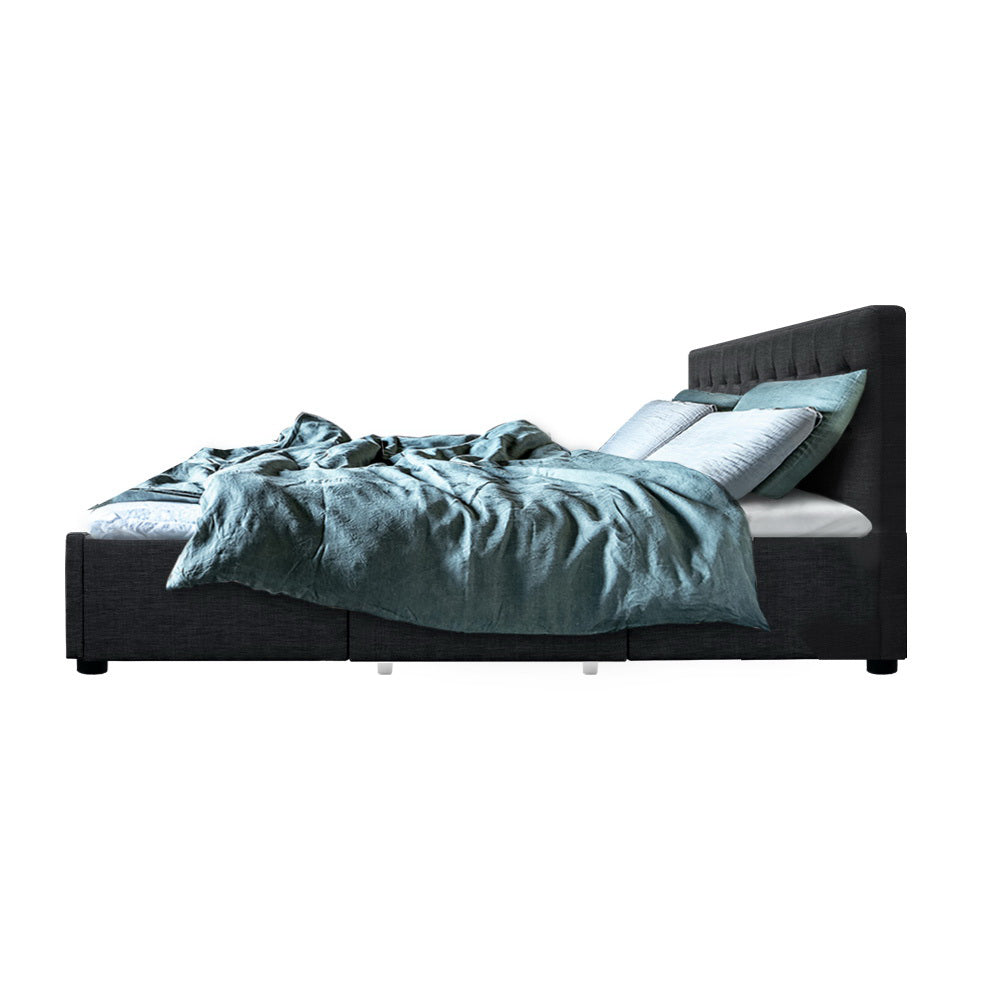Artiss Bed Frame King Size with 4 Drawers Charcoal AVIO - Cosy Abode