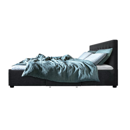 Artiss Bed Frame King Size with 4 Drawers Charcoal AVIO - Cosy Abode