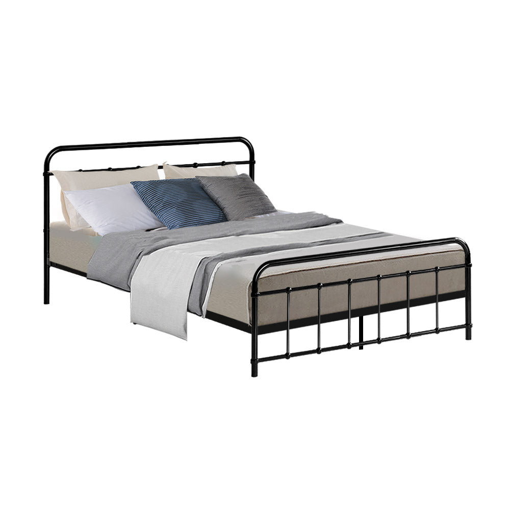 Artiss Bed Frame Metal Frames LEO - Double (Black) - Cosy Abode