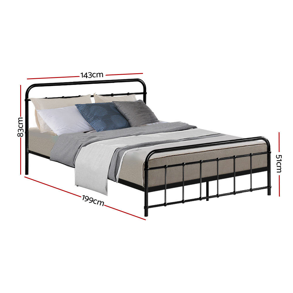 Artiss Bed Frame Metal Frames LEO - Double (Black) - Cosy Abode
