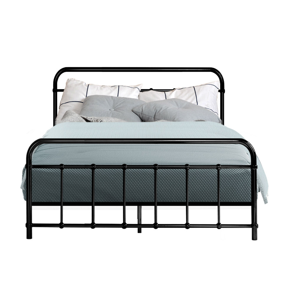 Artiss Bed Frame Metal Frames LEO - Double (Black) - Cosy Abode