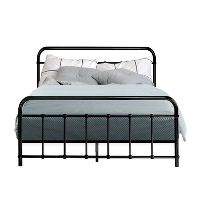 Artiss Bed Frame Metal Frames LEO - Double (Black) - Cosy Abode