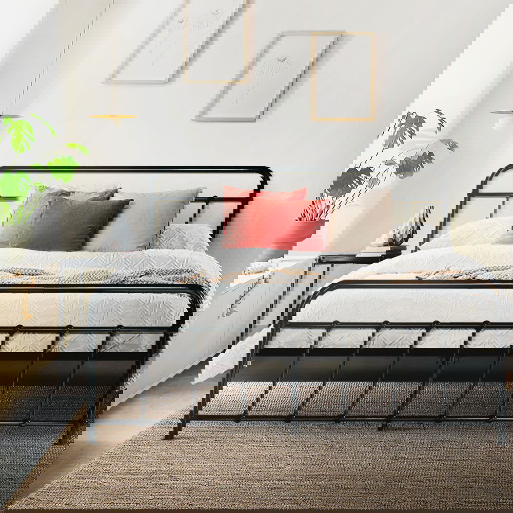 Artiss Bed Frame Metal Frames LEO - Double (Black) - Cosy Abode