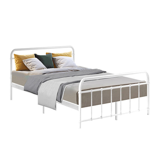 Artiss Bed Frame Metal Frames LEO - Double (White) - Cosy Abode