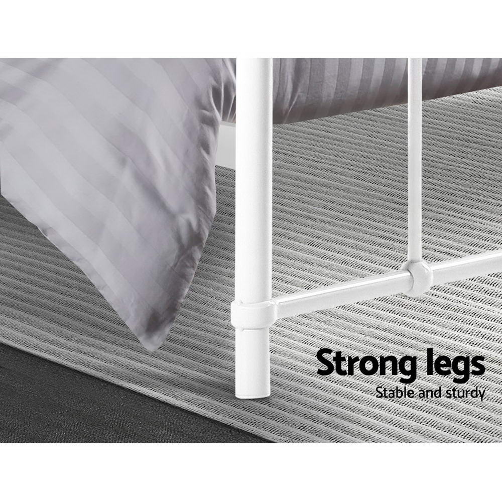Artiss Bed Frame Metal Frames LEO - Double (White) - Cosy Abode