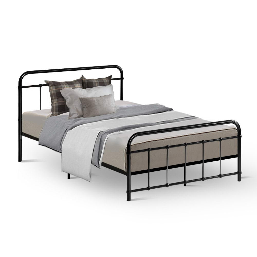 Artiss Bed Frame Metal Frames LEO - King Single(Black) - Cosy Abode