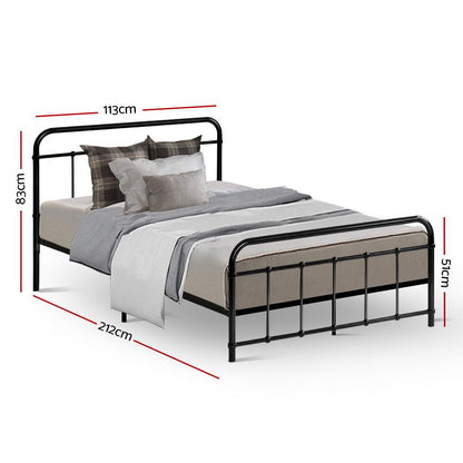 Artiss Bed Frame Metal Frames LEO - King Single(Black) - Cosy Abode
