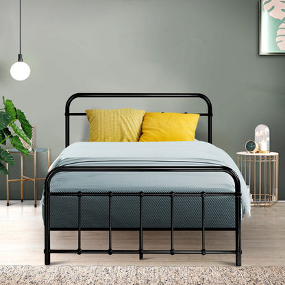 Artiss Bed Frame Metal Frames LEO - King Single(Black) - Cosy Abode
