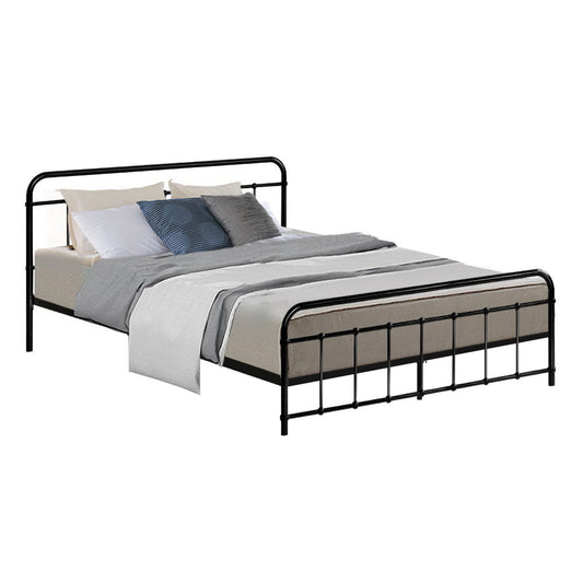 Artiss Bed Frame Metal Frames LEO - Queen (Black) - Cosy Abode