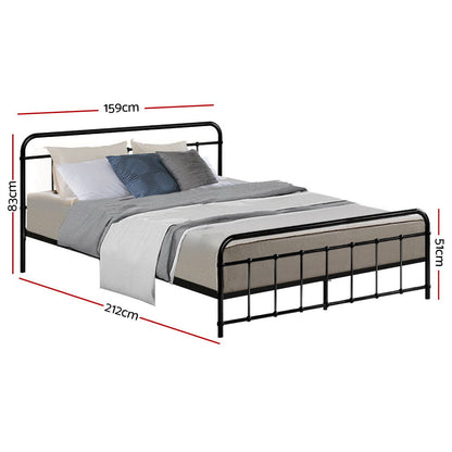 Artiss Bed Frame Metal Frames LEO - Queen (Black) - Cosy Abode