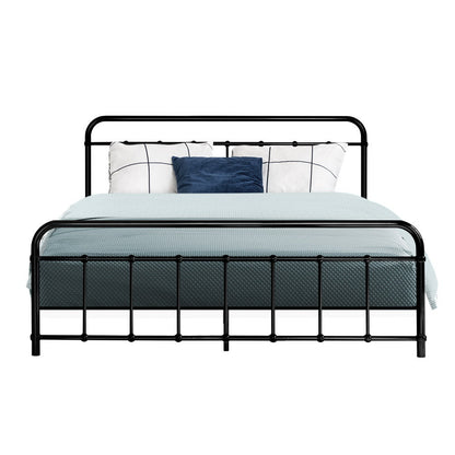 Artiss Bed Frame Metal Frames LEO - Queen (Black) - Cosy Abode