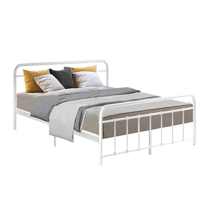 Artiss Bed Frame Metal Frames LEO - Queen (White) - Cosy Abode