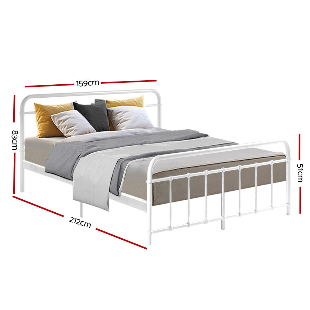Artiss Bed Frame Metal Frames LEO - Queen (White) - Cosy Abode