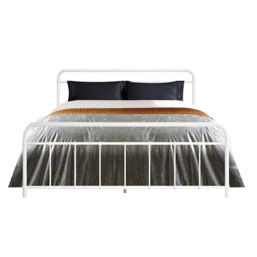 Artiss Bed Frame Metal Frames LEO - Queen (White) - Cosy Abode